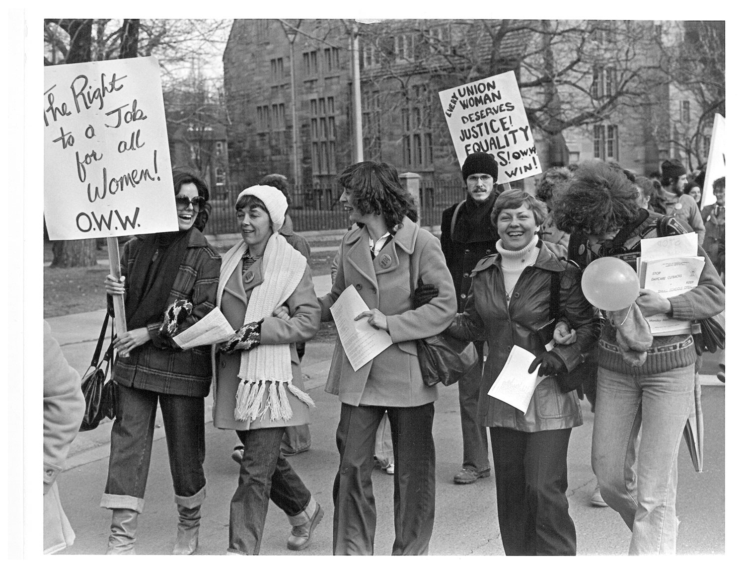 Women from Fleck Manufacturing leading the 1979 International Women’s Day Parade in Toronto. Photo: Frank Rooney