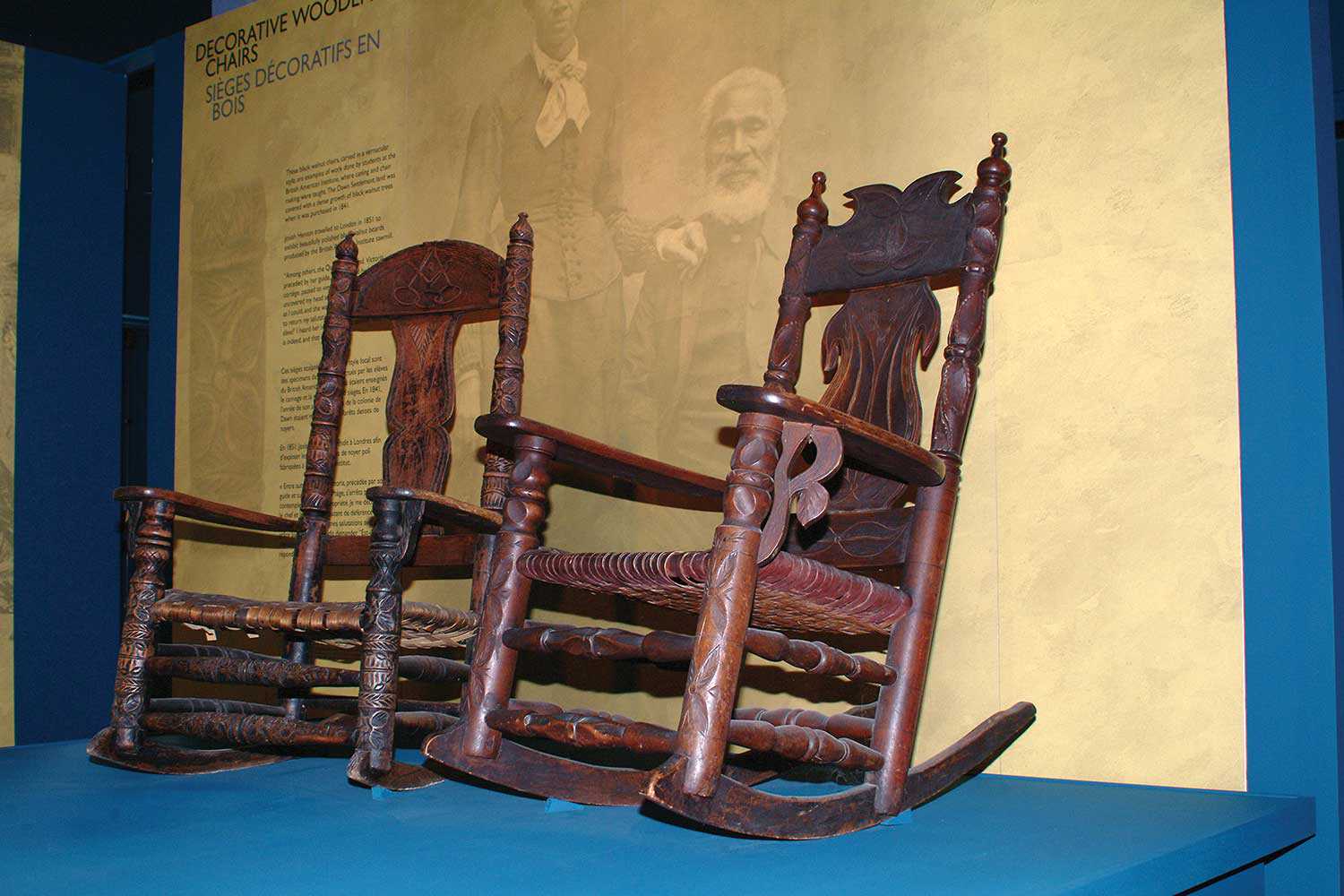 Created by British American Institute students in the 19th century, these remarkable chairs are on display at Uncle Tom’s Cabin Historic Site in Dresden. Visit www.uncletomscabin.org for more information.